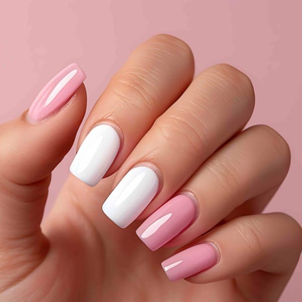 woman-with-pink-nails-with-white-nails-pink-nails